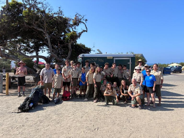 Troop 506 poses at Surf Camp.