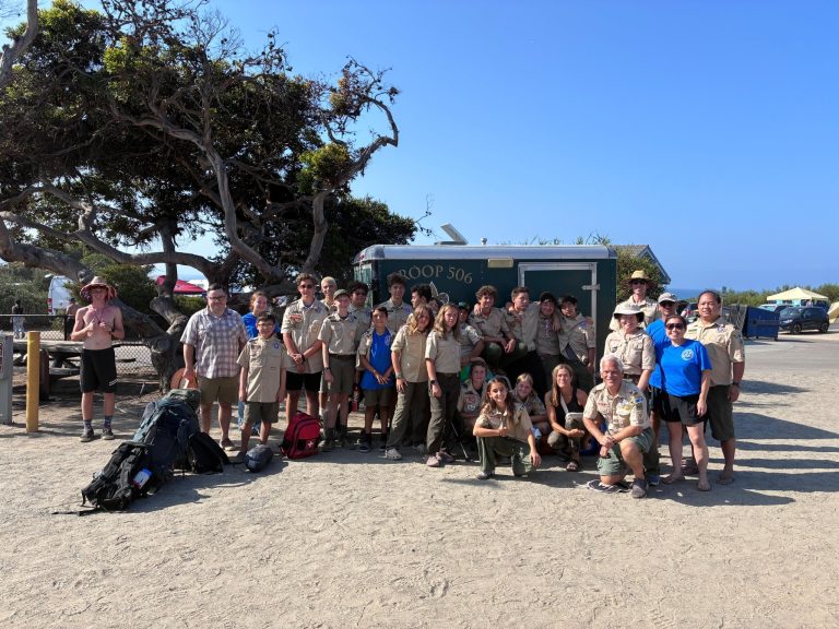 Troop 506 poses at Surf Camp.
